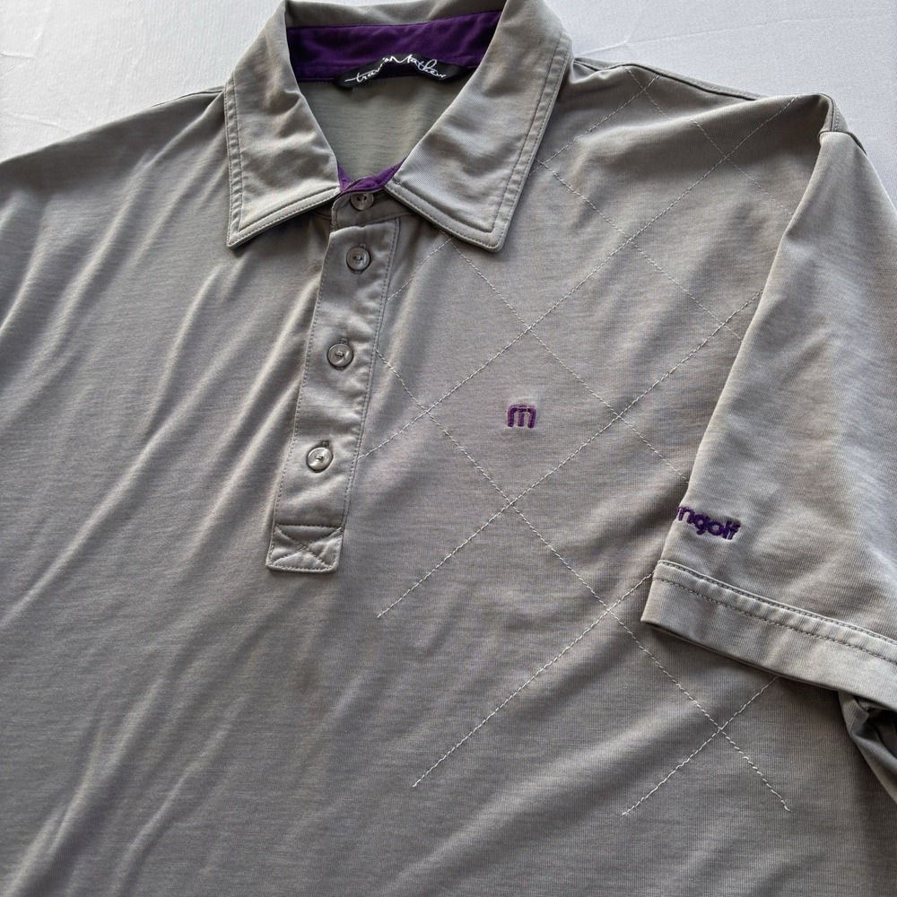 Travis Mathew Gray Golf Polo Shirt‎ Men's Large Pima Cotton Blend Made in Peru